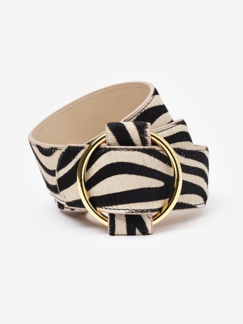 J McLaughlin Amelia Pony Hair Belt in Zebra Stripes - Black/Off White NEW
